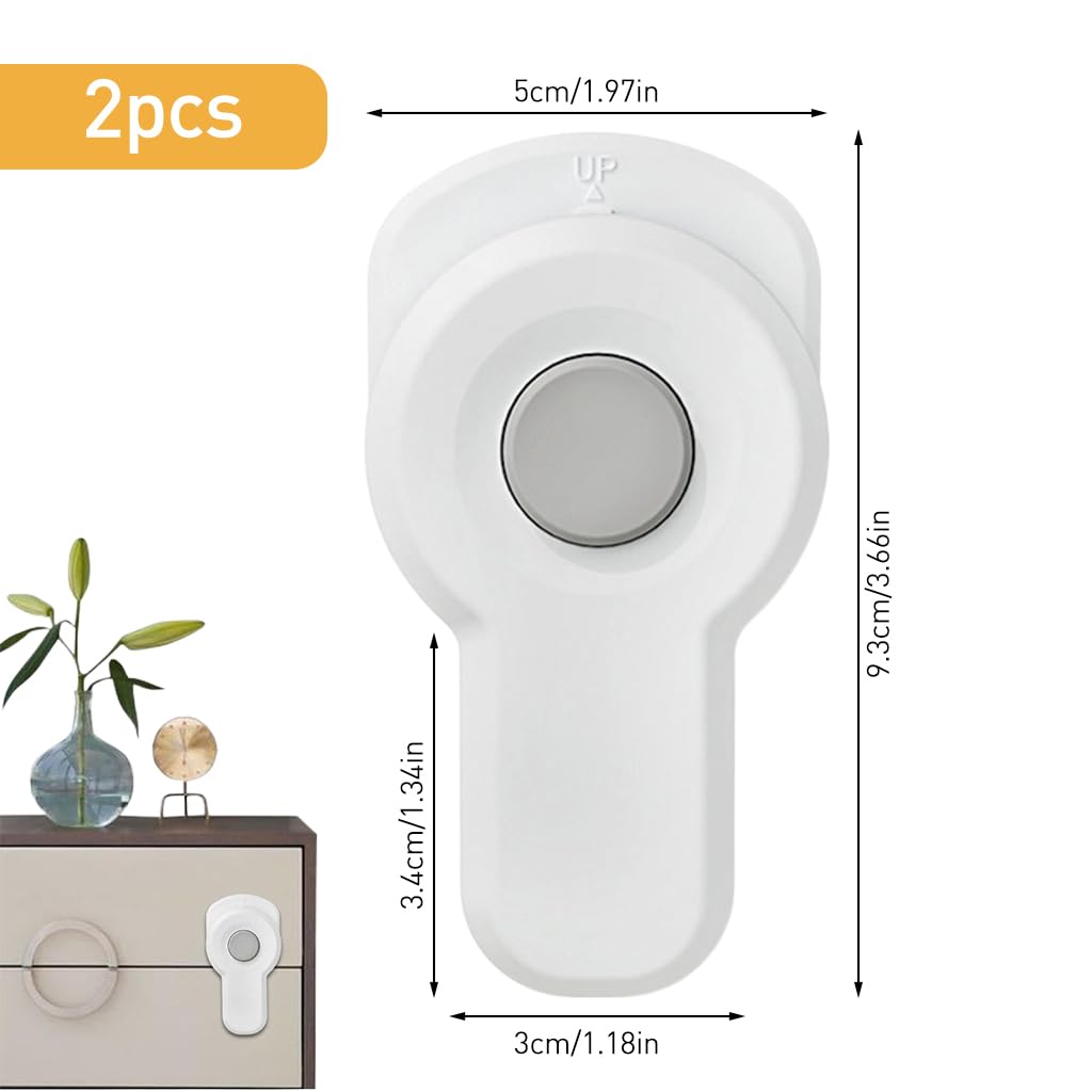 SNOWIE SOFT® 2Pcs Child Safety Door Lock Child Proof Drawer Lock Cabinet Lock Self Adhesive Safety Lock with Release Button Kids Safety Door Lock for Cabinet, Drawer, Oven, Dishwasher