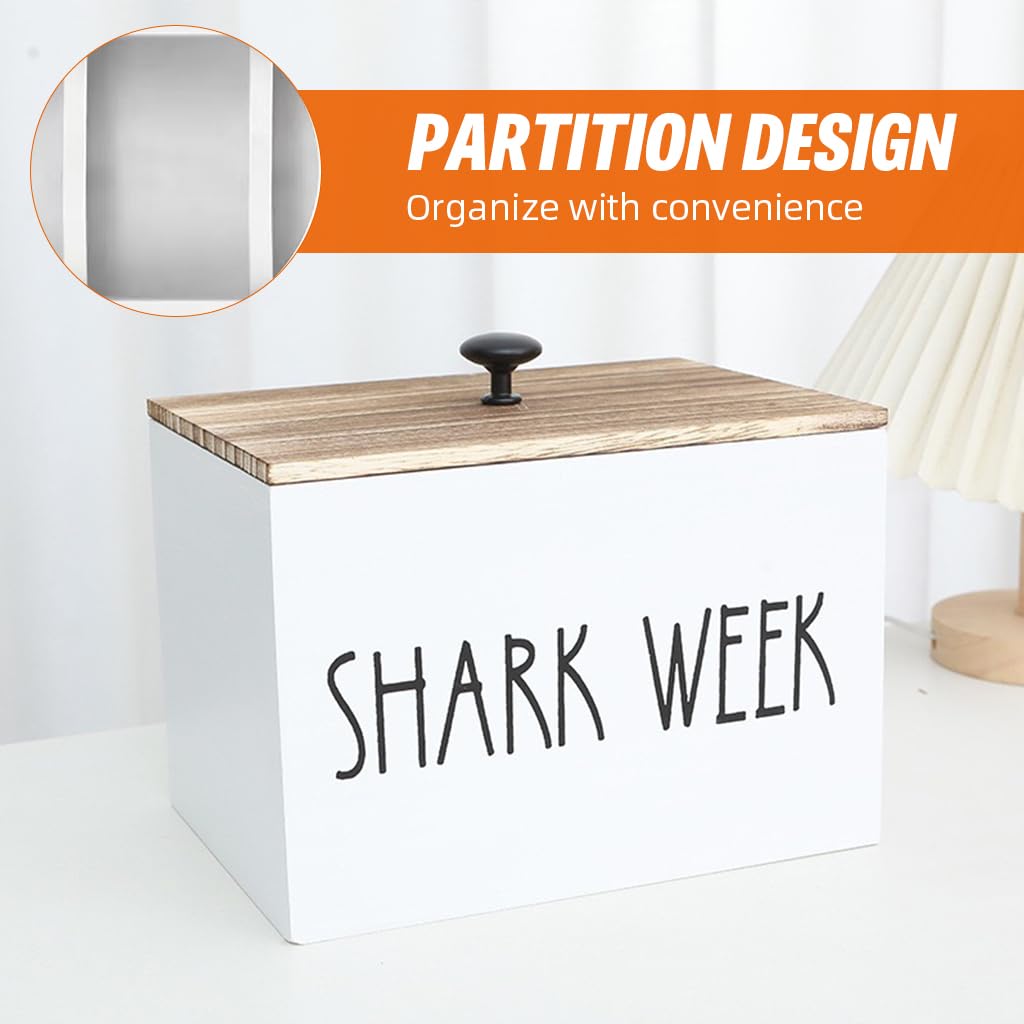 HASTHIP Sanitary Pads Storage Box 20x13x13cm for Girls with Lid and Wooden Organizer Design