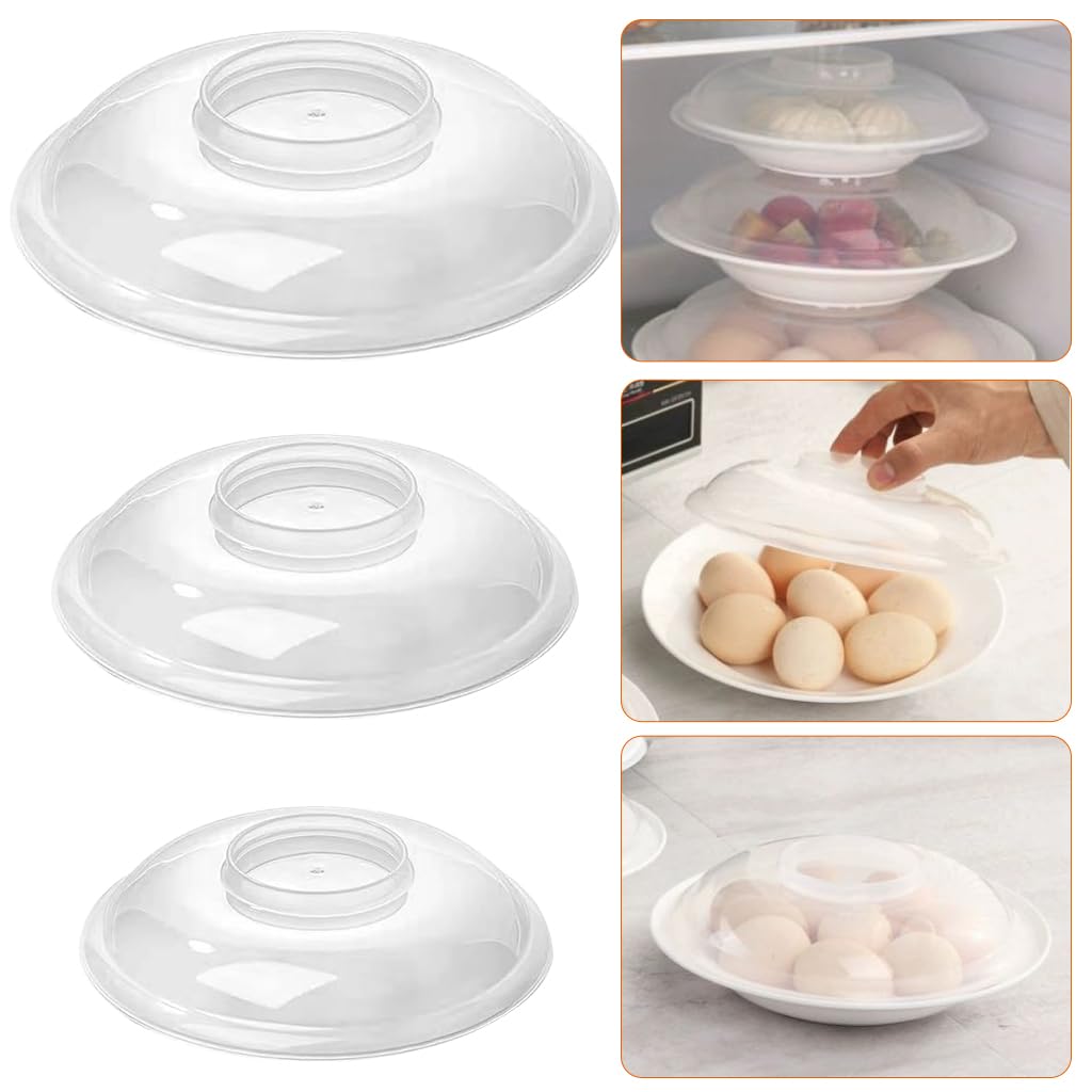 Supvox® Microwave Dish Cover Anti-splatter Plate Cover 3 Sizes Heat Resistant Clear Dish Cover Microwave Use Food Plate Cover Food Grade PP Kitchen Home Plate Cover Lids