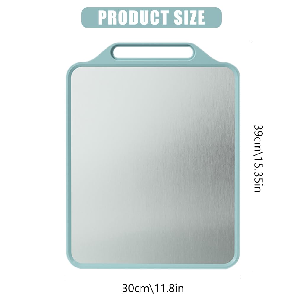 Supvox Stainless Steel Chopping Board for Kitchen 15.5x12 in with Double Sided Surface | Easy Clean Antibacterial Food Prep Board