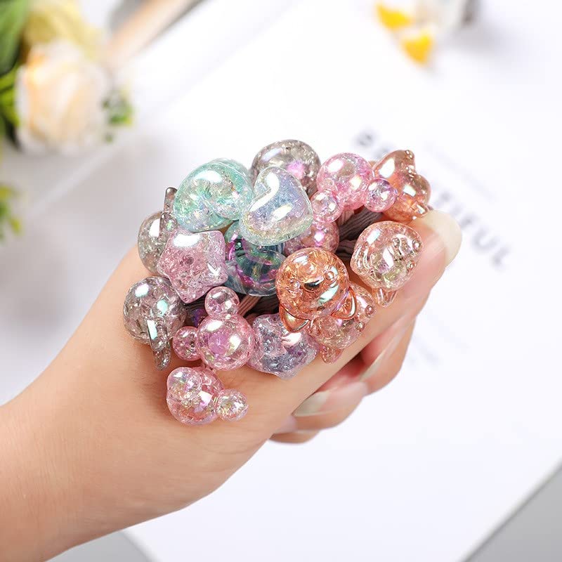 ZIBUYU Kids Rubber Bands for Girls with Sweet Acrylic Pendants 20 Pcs | Cute Hair Ties