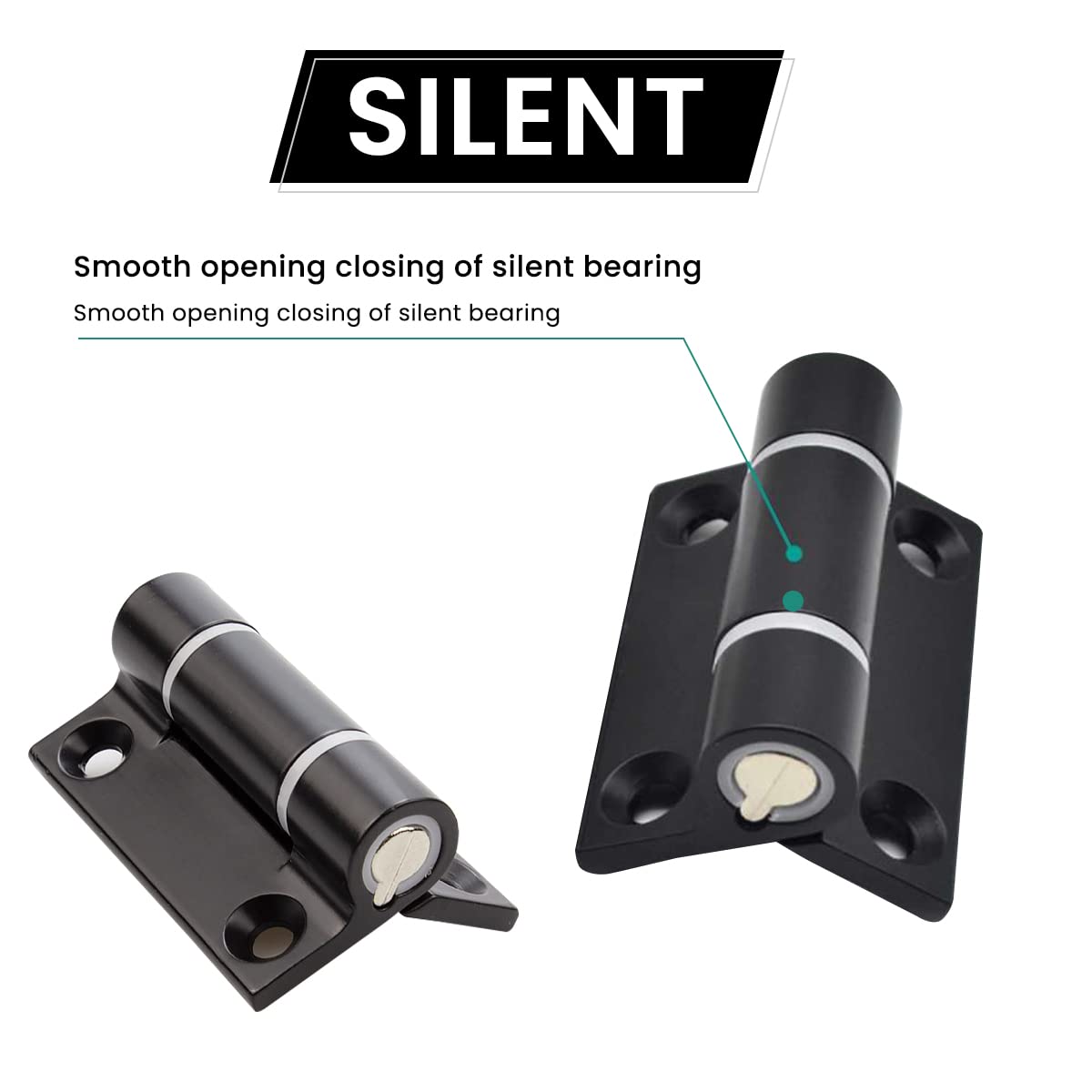 HASTHIP Door Hinges for Interior Doors with Adjustable Spring Resistance and 6.5×5.5cm Zinc Alloy Design | Black Finish