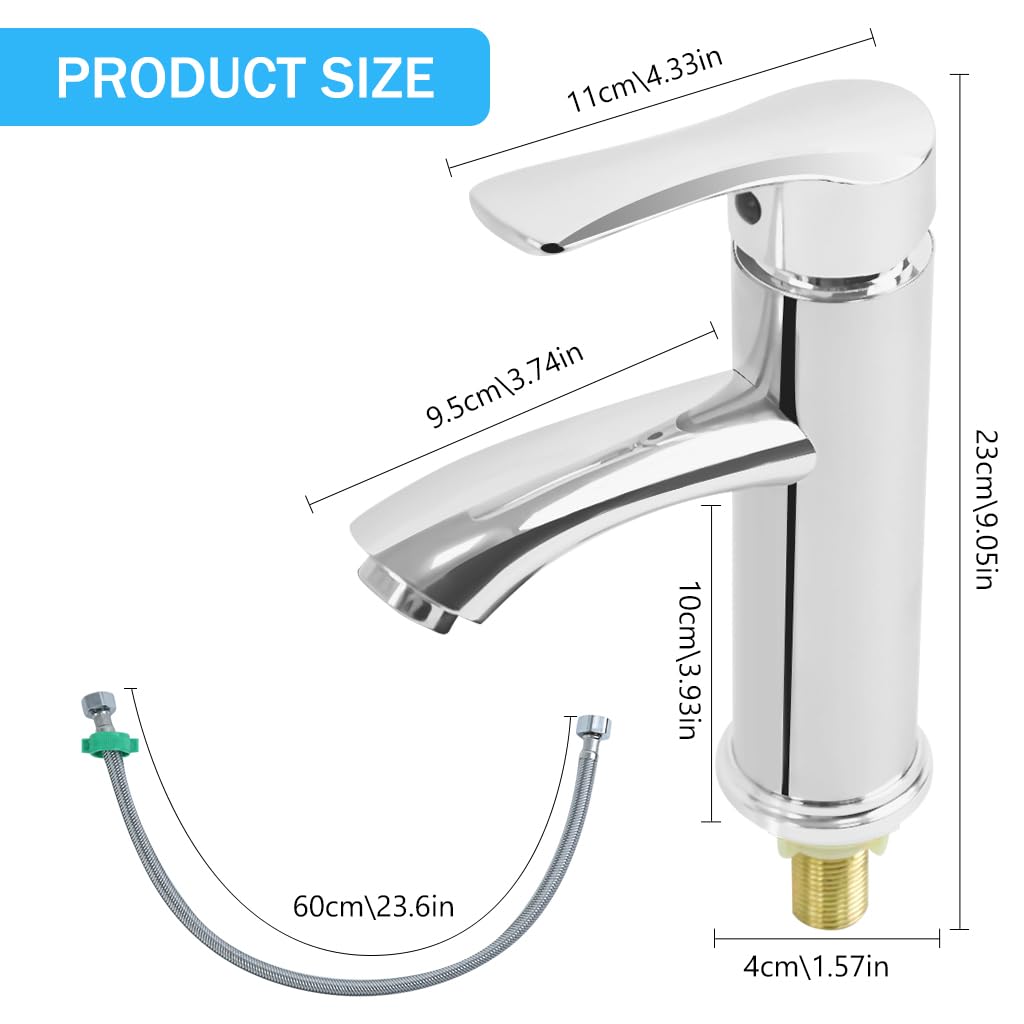HASTHIP Bathroom Wash Basin Tap for Kitchen with Single Handle Lever and 23.6 Inch Lines | Chrome Finished ABS