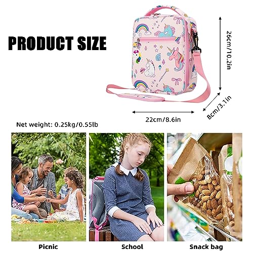 HASTHIP® Lunch Box Bag, Insulated Lunch Bags for Camping School Picnic, Portable Lunch Box Bag for Office Man Women Student Kids Bento Box Pouch, Pink