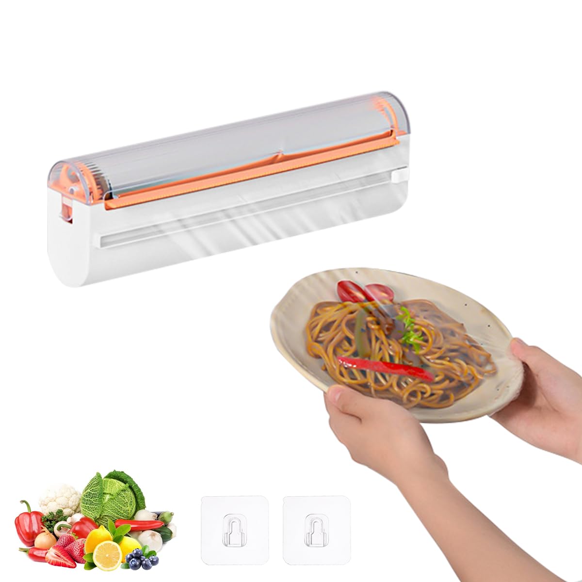 HASTHIP Plastic Wrap Dispenser for Aluminum Foil and Baking Paper with Slide Cutter | 11.8 in Roll Capacity and Strong Magnet Base