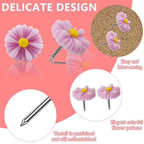HASTHIP® 30PCS Flower Thumb Tacks Decorative Daisy Push Pins Creative Thumbtacks for Photo Wall Feature Whiteboard Cork Map Bulletin Office Home