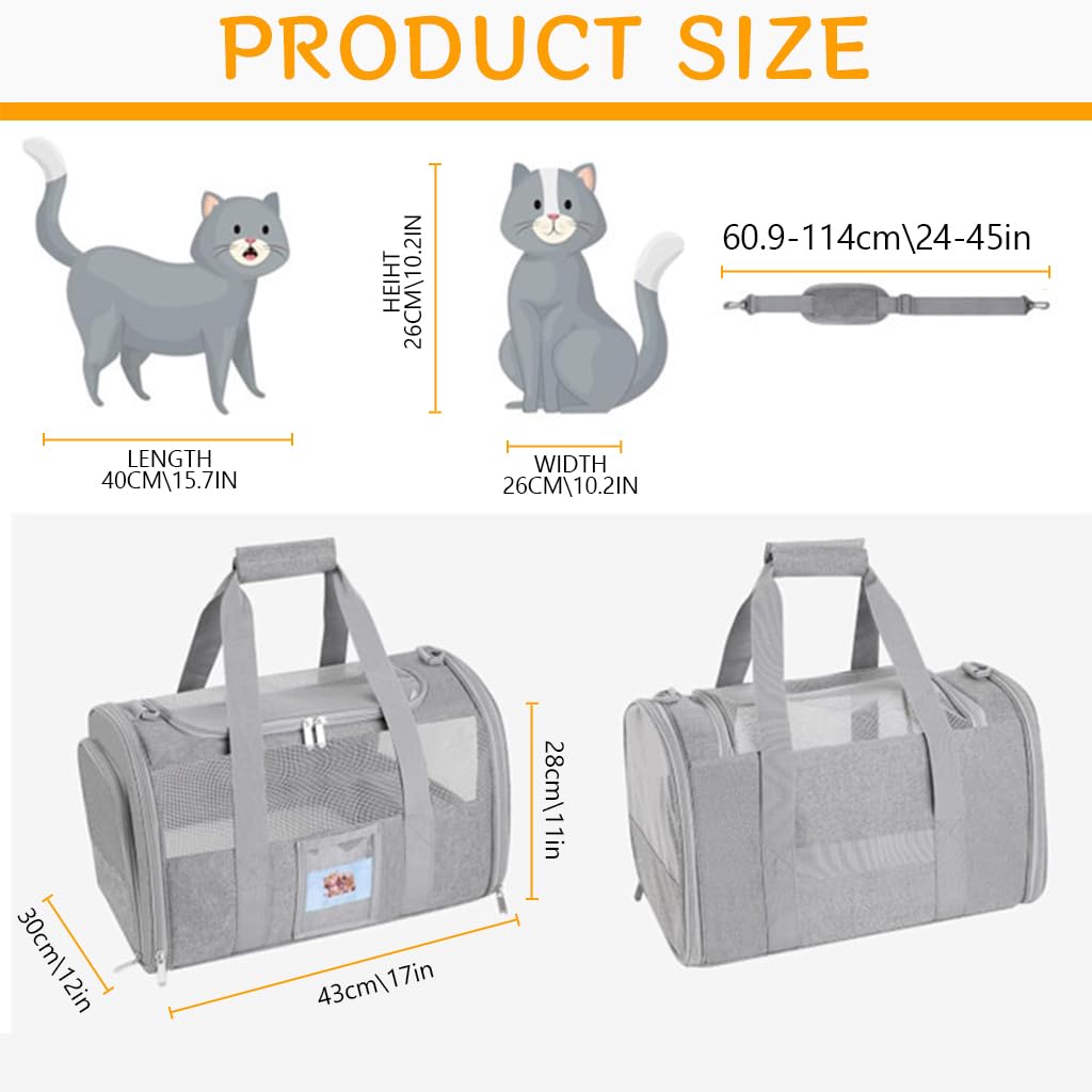 Qpets Cat Carrier Bag for Travel featuring Dual Access Mesh Ventilation and 43X30X28cm Size