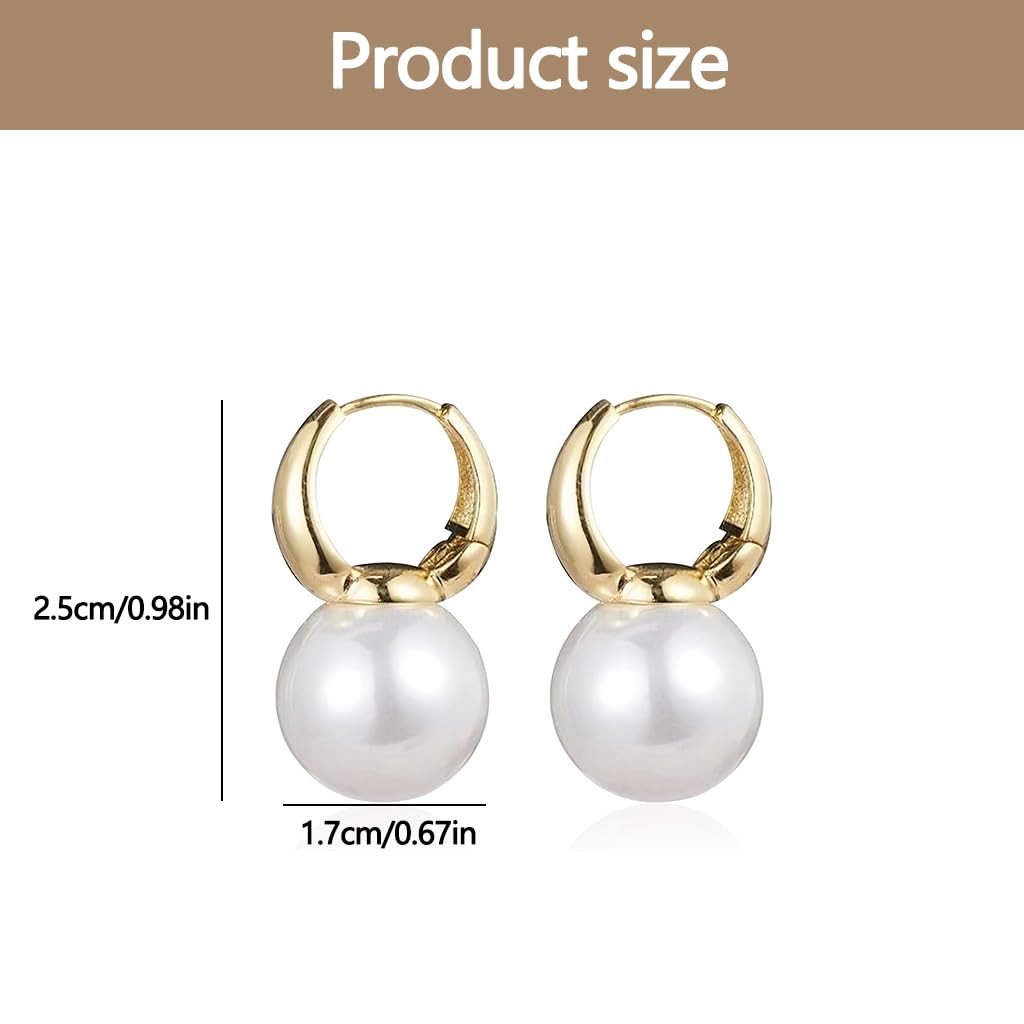 ZIBUYU Pearl Earrings for Women with Secure Closure and Gold Plated Finish | Elegant Gift
