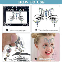 MAYCREATE® Rhinestone Face Decoration Jewelry Sticker Peacock Princess Makeup Sticker for Makeup Artist Body Art Rhinestone Face Sticker Acrylic Gem Stones Stickers for Makeup, Festival, Perform