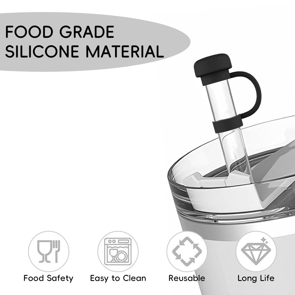 ZIBUYU Universal Straw Lid for Stanley Cups with Leakproof Sealing | 6PC BPA-Free Silicone