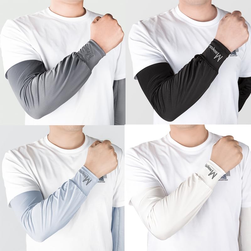 GUSTAVE® 4pcs Arm Sleeves for Women Men Compression Sleeves UV Sun Protection UPF 50+ Cooling Sleeves