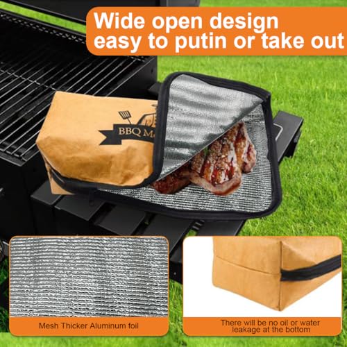 HASTHIP® BBQ Meat Insulation Blanket Food Bag, 15x21 Inch Reusable Food Insulation Bag, Insulation Zippered Food Wrap Reusable Takeaway Bag for Keeping Barbecue, Grilled Meats & Food Warm