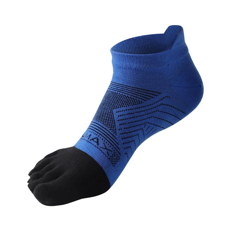 Proberos® Yoga Socks for Men 5-Toe Socks Toesocks Moisture-Wicking Cotton Towel Cloth Sport Ankle Anti-Skid Floor Toe for Exercise,Running,Yoga L Blue