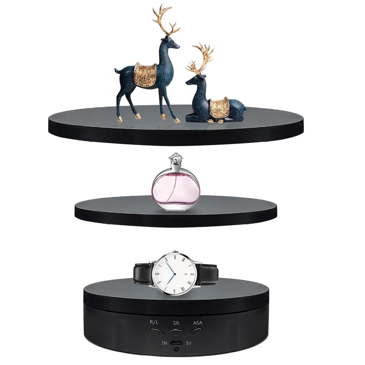 Supvox Rotating Display Stand for Jewellery and Product Photography with 3 Speeds | 5.9 7.08 8.66 in Interchangeable Covers