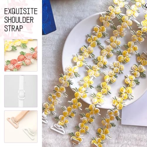 SANNIDHI® Bra Straps for Women Fancy Embroidered Floral Strap 2 Pairs 1.8cm Width Adjustable Replacement for Off Shoulder Tops Dress Evening 2 PCS