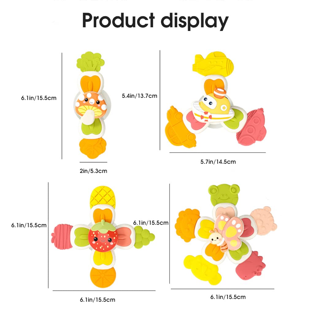 PATPAT Baby Bath Toys Set for Toddlers with Suction Cup and Spinning Design | 4pcs Sensory Gift