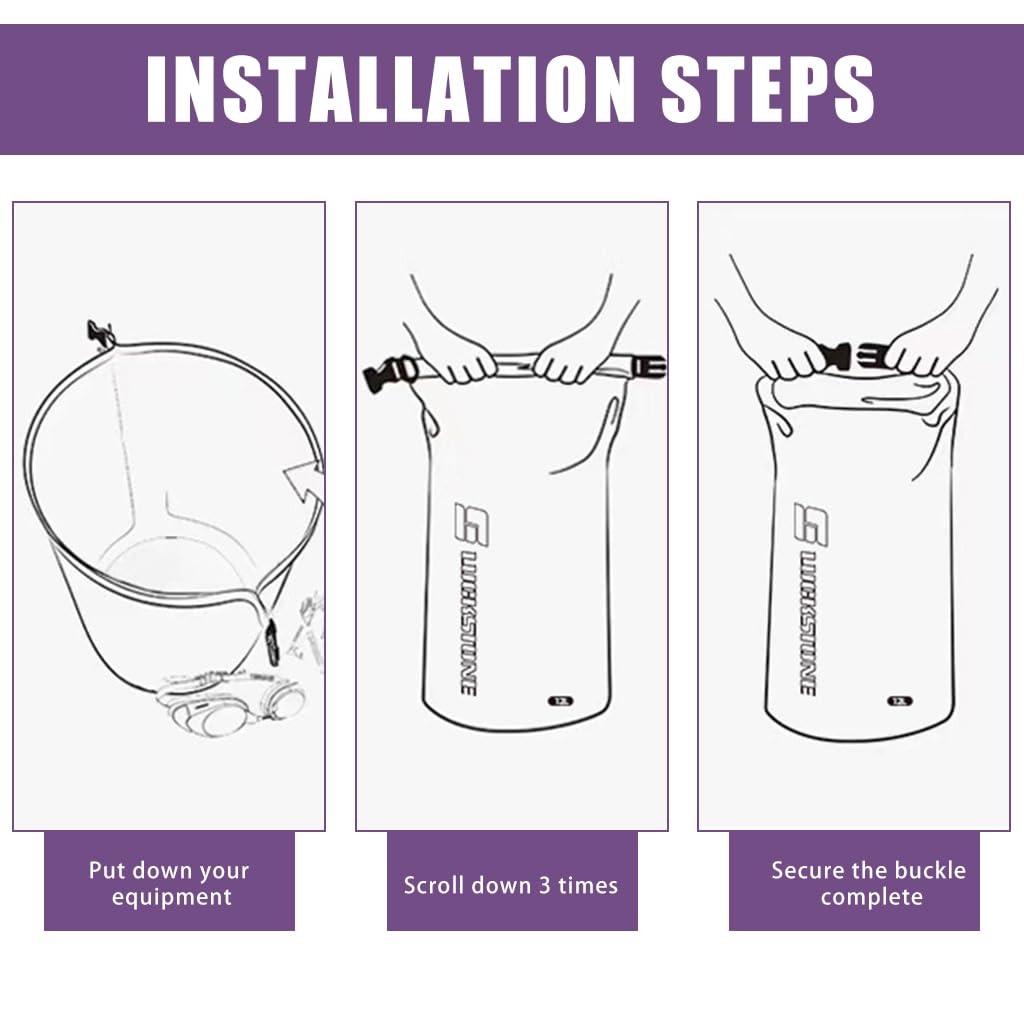 Proberos Waterproof Dry Bag for Kayaking and Camping 35L with Quick Release Buckle | Purple TPU Coated Floating Design