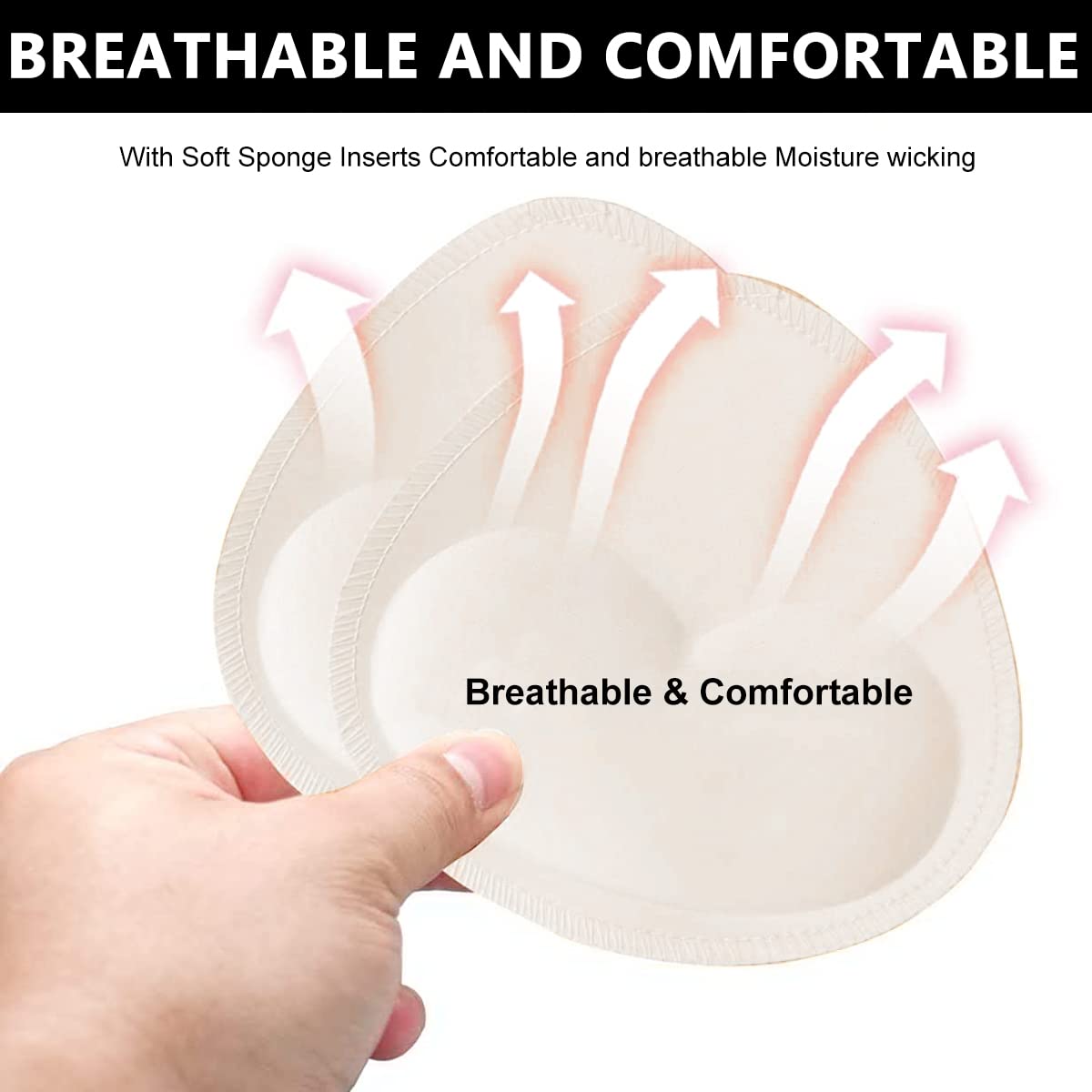 MAYCREATE Bra Pads for Sports and Bikini Use with Thick Push Up Cups | 2 Pack Cotton Inserts