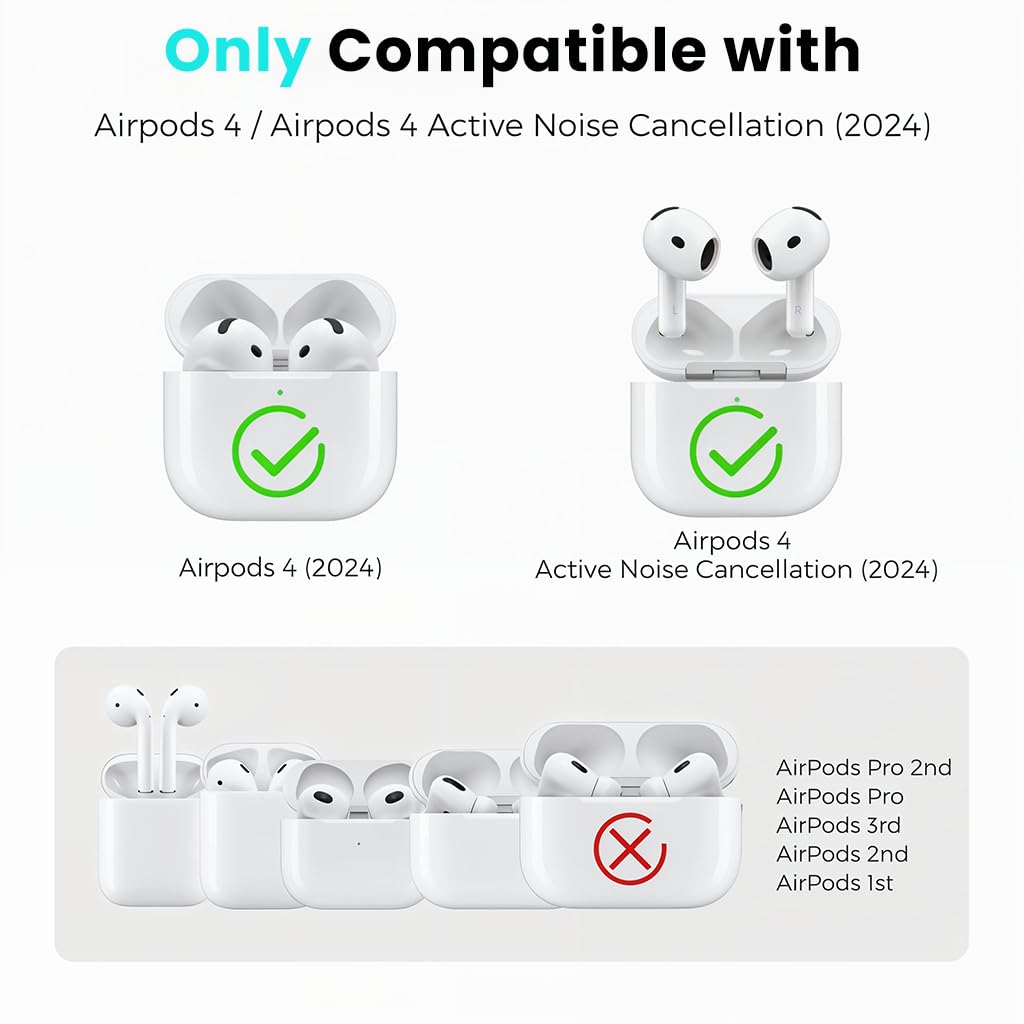 ZORBES Ear Hooks for AirPods 4th Generation with Anti Slip Design and 3 Pairs S M L Silicone Covers | White