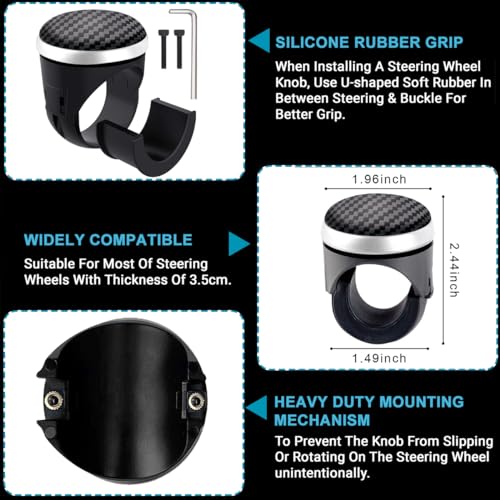 STHIRA® Power Handle Car Steering Wheel Knob Universal Car Steering Wheel Knob Fashion Carbon Fiber 360° Booster Spin Knob for Car