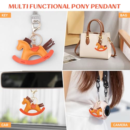 SANNIDHI® Bag Charm Brown Horse for Handbags Cute Little Pony Keychain Backpack Handbag Gift for Girls Women 3 PCS