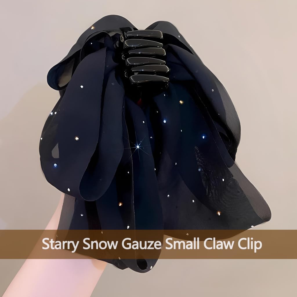 ZIBUYU Hair Clip for Women featuring Anti Slip Grip and Chiffon Bow in Elegant Black | Daily to Wedding Wear