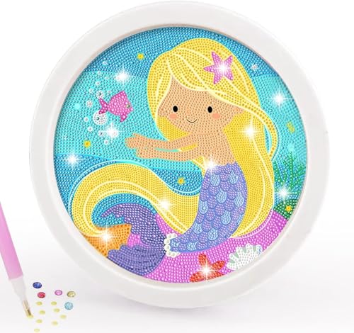 ZIBUYU® Mermaid 5D Diamond Art Painting Kit for Kids with Frame