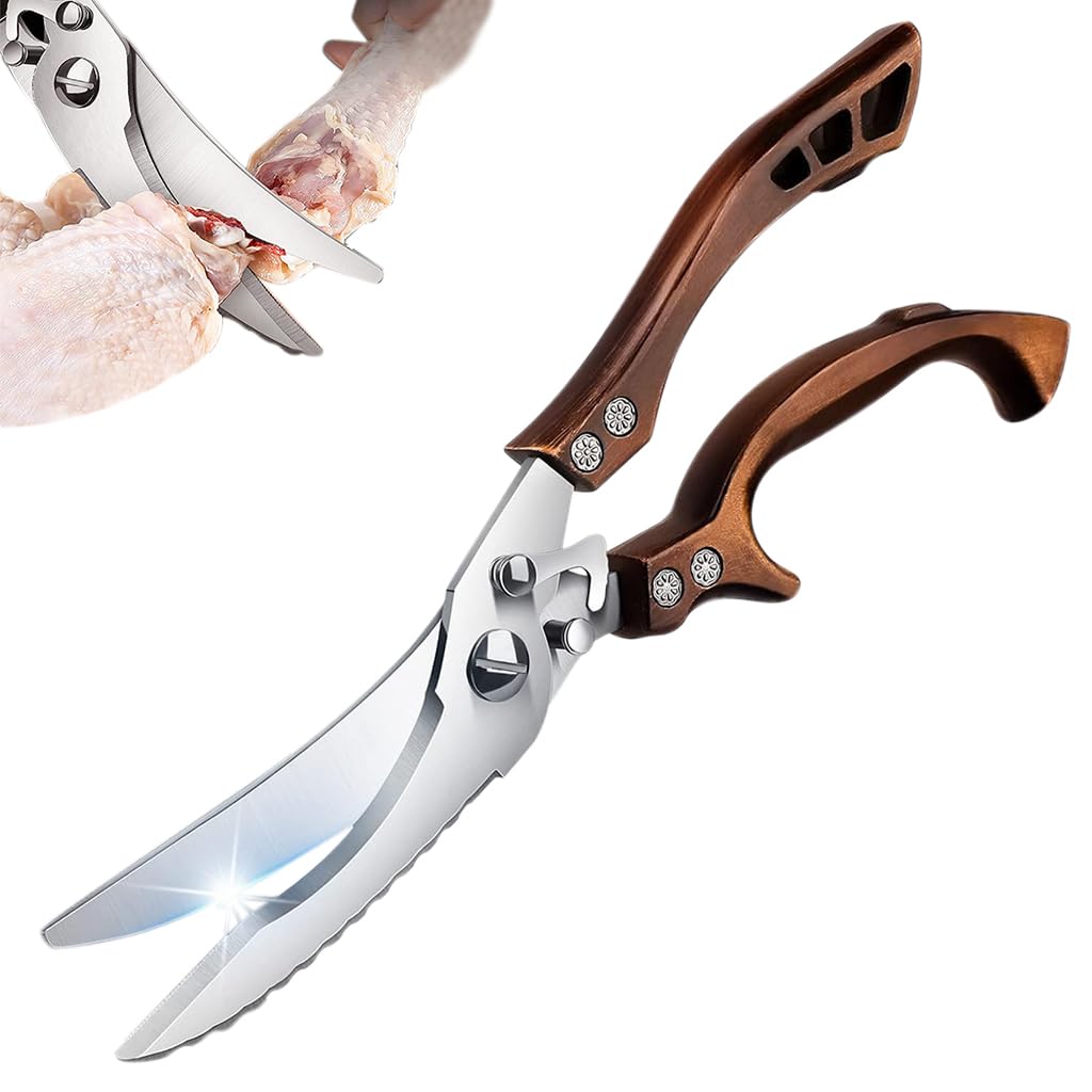 Supvox Kitchen Meat Scissors for Poultry and Fish with Serrated Edge & Spring-Loaded Handles