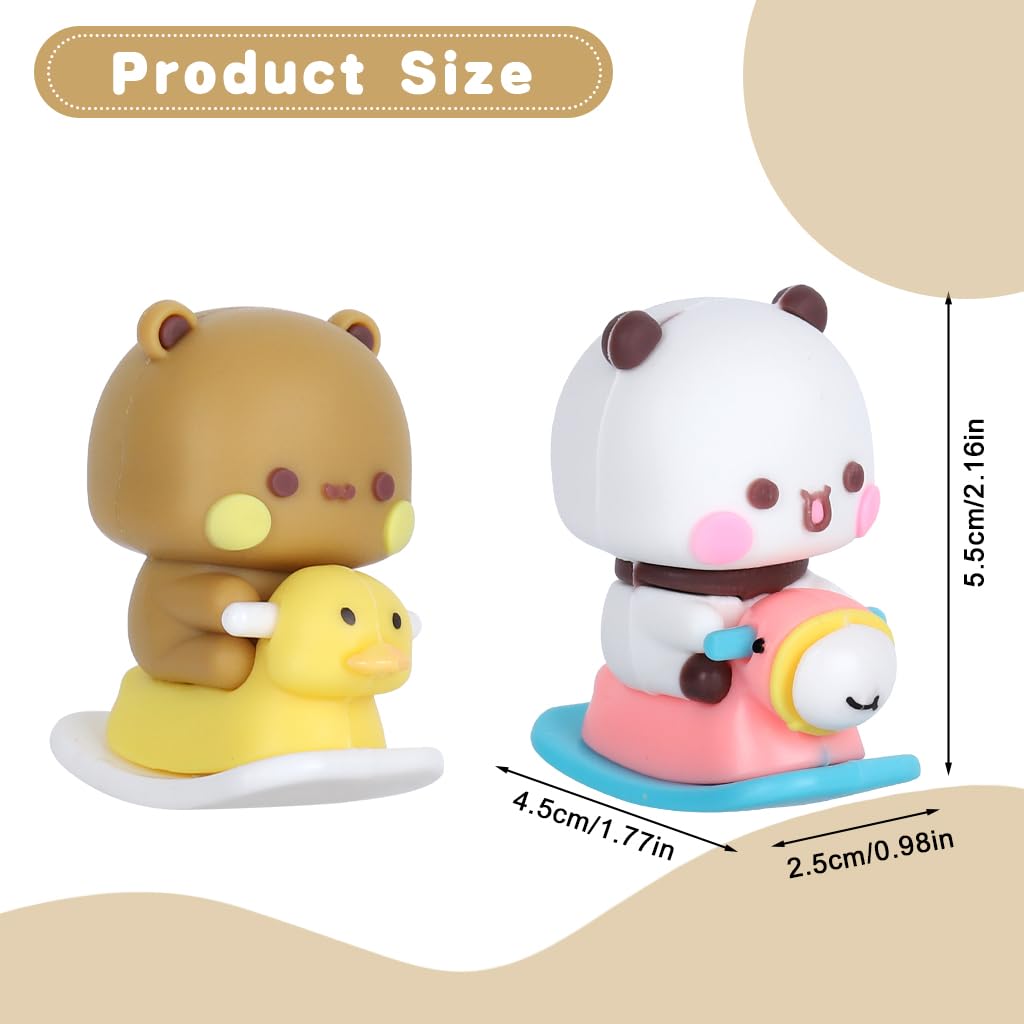 STHIRA Cute Cartoon Car Ornaments for Dashboard with Rocking Bear Couple Figurines | Desk Decor Set of 2