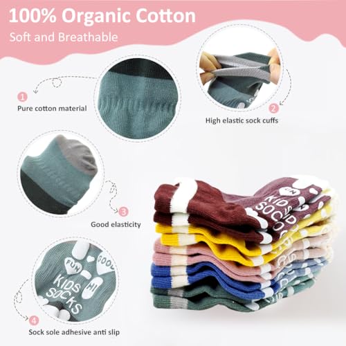 SNOWIE SOFT 5 Pairs Baby Socks Floor Socks for Toddlers Summer Breathable Cotton Socks Toddler Socks Ankle Socks Anti-slip Floor Socks for Toddler Girls Boys 6-36 Month