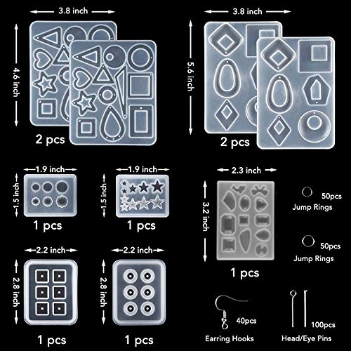 HASTHIP Earring Resin Moulds Kit for DIY Jewellery Making with 249pcs Accessories | Non Stick Silicone Moulds for Unique Handmade Gifts