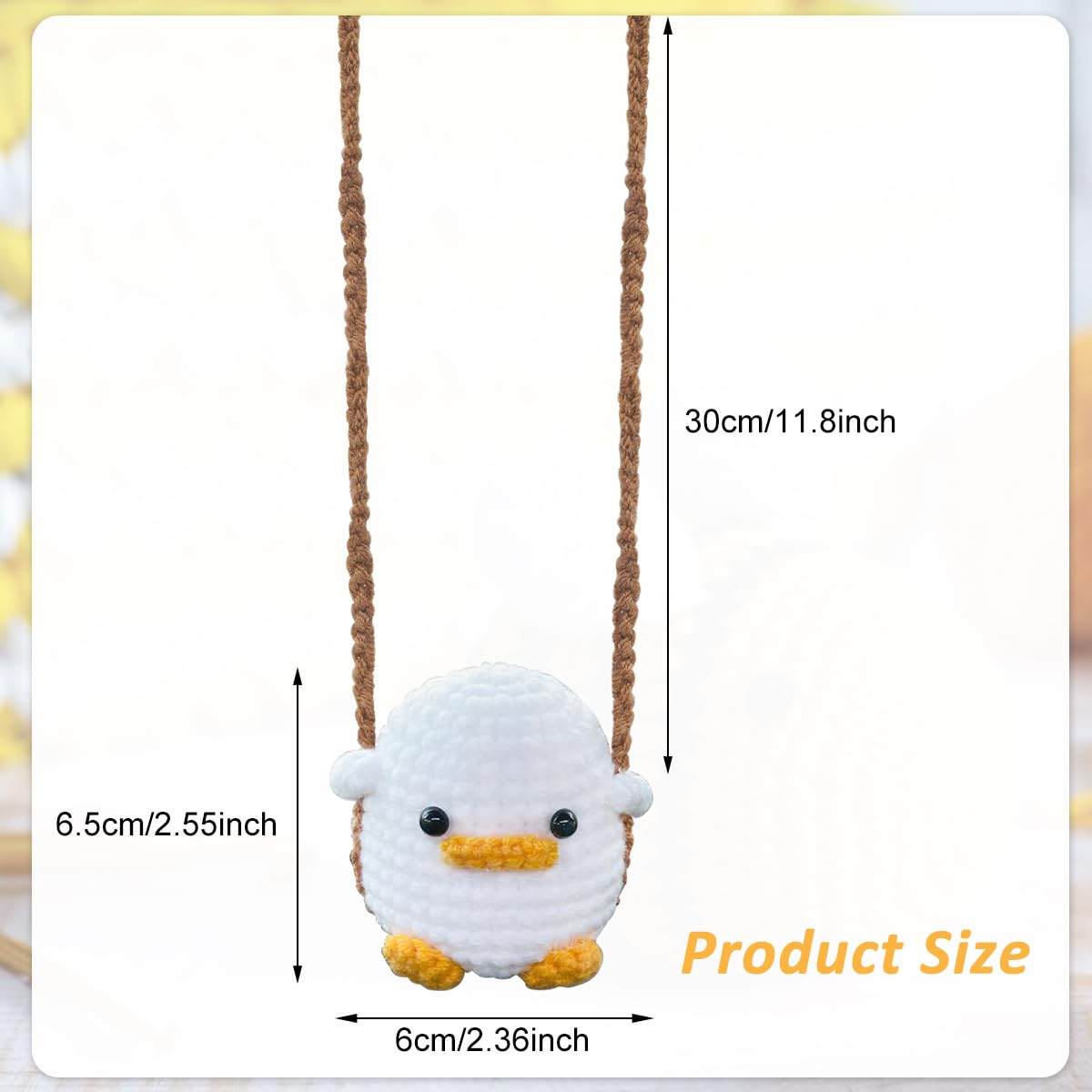 STHIRA Cute Chubby Stuffed Crochet Duck Car Mirror Hanging for Home Décor | Handmade Gift
