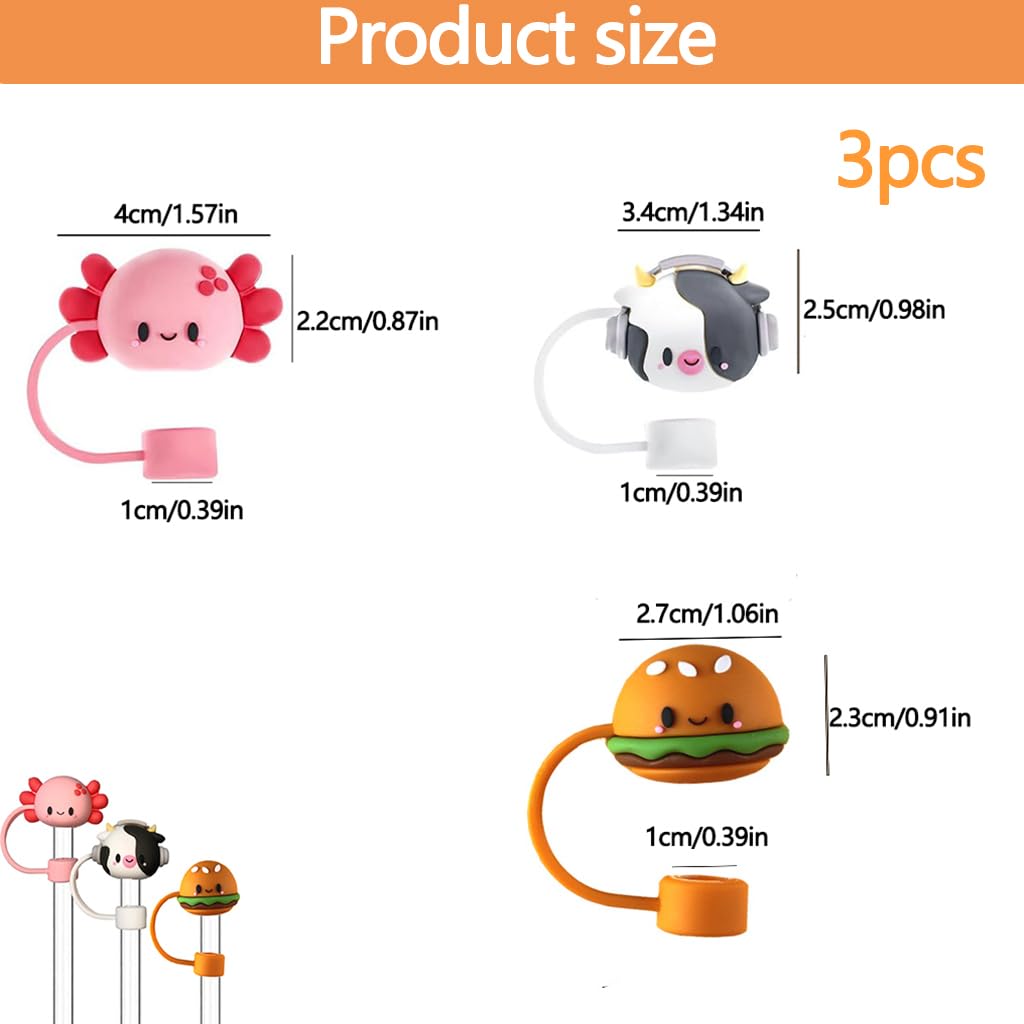 ZIBUYU Silicone Straw Tips for Stanley Cups with 10mm Fit featuring Crab Cow Hamburg Designs