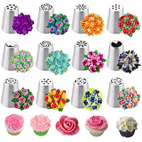 HASTHIP® 12 Pcs Cake Nozzle Piping, Stainless Steel Nozzles Set for Cake Decoration, Flower Tips Nozzles Icing Tips for Cake Decorating Tips Kit, Baking Supplies for Cookie Cupcake, Cake Making Set