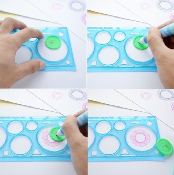 ZIBUYU Spiral Tracing Circle Set for Creative Drawing with Smooth Safe Plastic Stencils | Fun for Kids and Adults