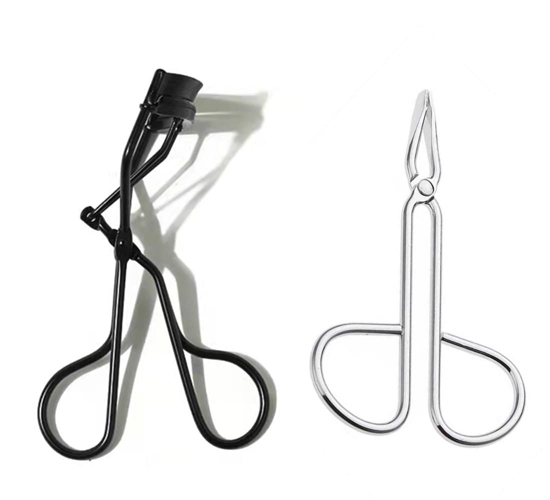 MAYCREATE Eyelash Curler Tweezer Set for Girls and Women with Stainless Steel Design | 2pcs Professional Beauty Tool