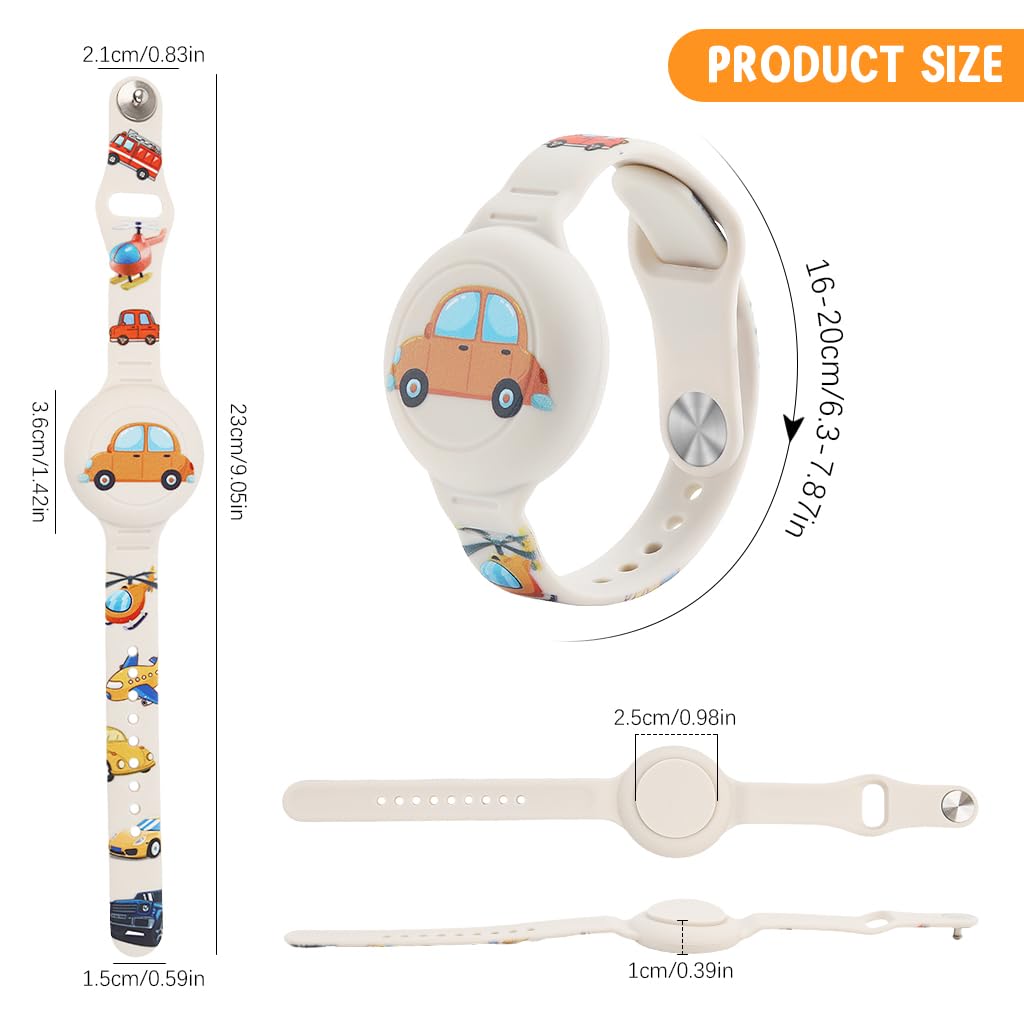 ZORBES Kids AirTag Bracelet Cartoon Silicone Bracelet for AirTag Anti-lost AirTag Bracelet Waterproof Full Cover Protection Silicone Cover for AirTag 9 Inches Adjustable Wrist Band for AirTag
