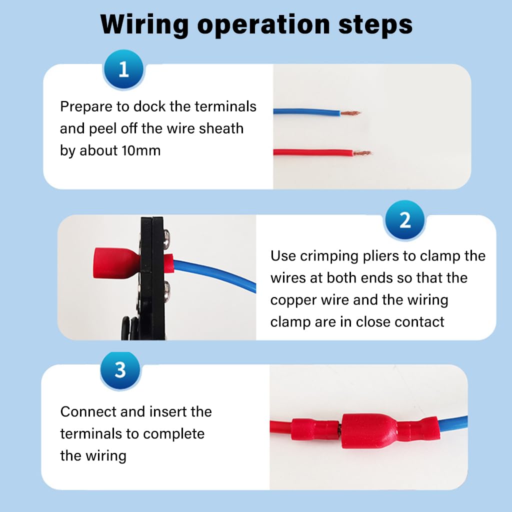 Serplex® 200Pcs Insulated Spade Wire Connector Electrical Spade Connectors Kit Female/Male Spade Connectors Electrical Insulated Crimp Terminals Connectors Electrical Crimp Terminal 16-14 AWG