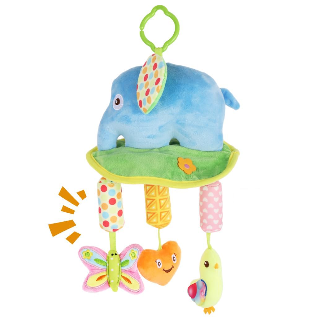 SNOWIE SOFT Baby Car Toy for Stroller with Teether and Rattle Sound | Soft Plush Duck