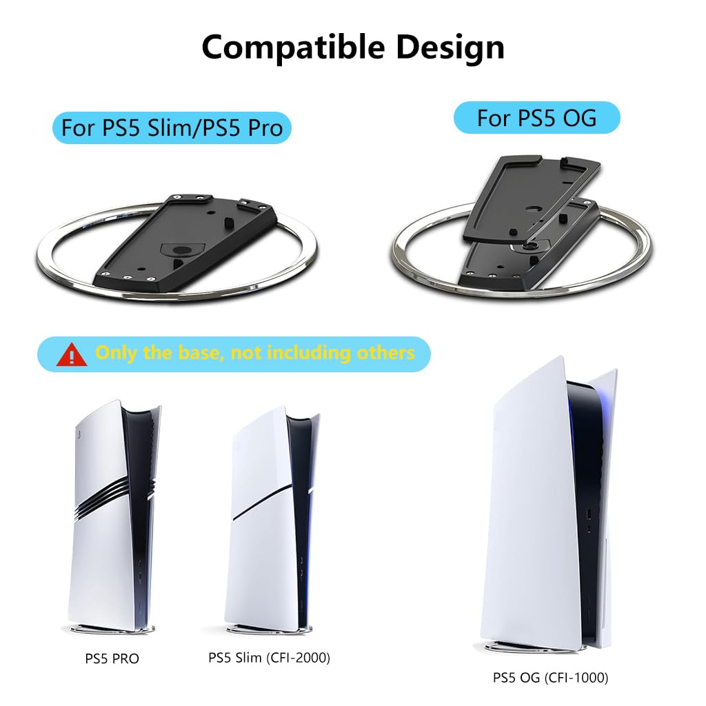 ZORBES PS5 Vertical Stand for Slim and Pro Consoles with Stainless Steel Ring Frame | Non Slip Space Saving Base