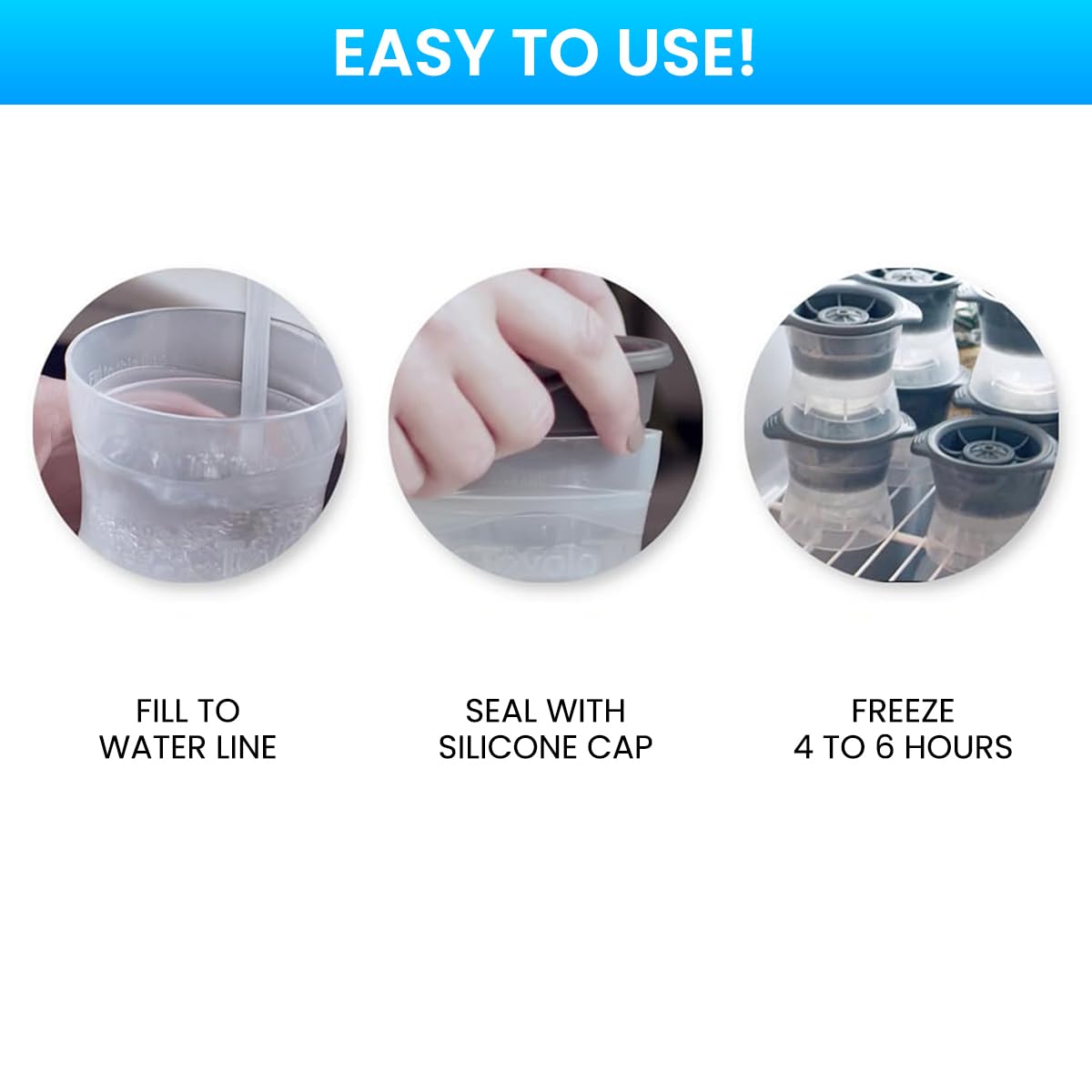 Supvox Ice Ball Maker Mold for Whiskey and Beverages with 4pcs Set featuring Pop-up Silicone Design