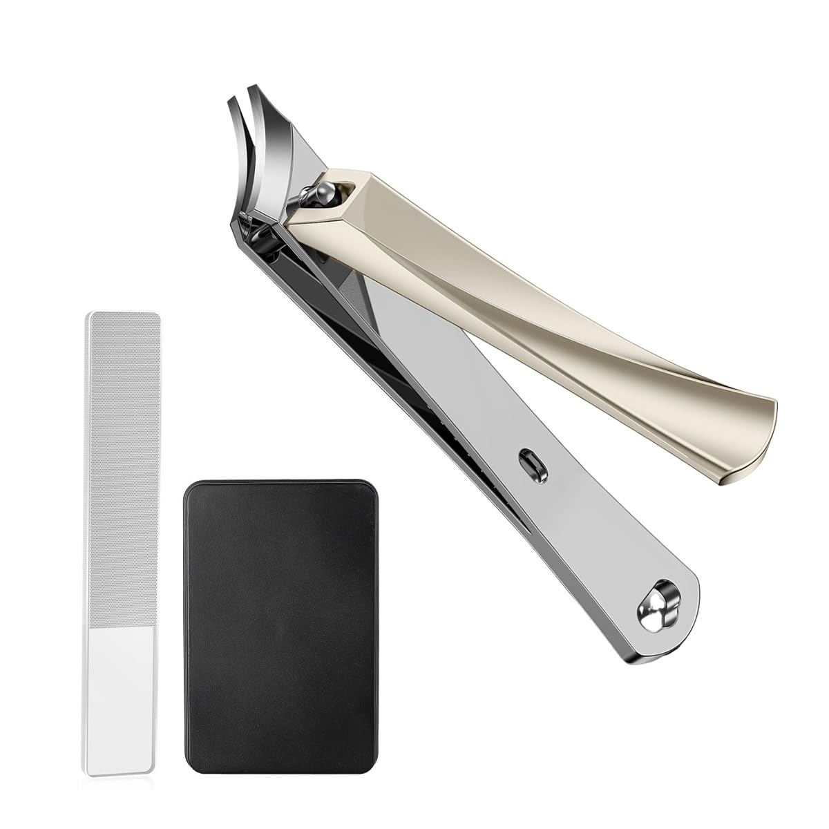 MAYCREATE Nail Clipper Set with Slanted Edge and Nail Filer in Compact Travel Case | Gift for Men and Women