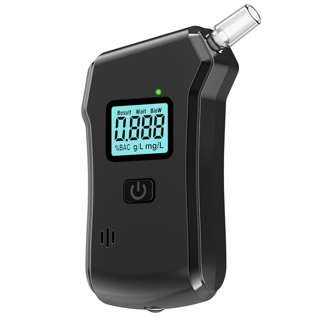 STHIRA® Breathalyzer  Breath Alcohol Tester Breathalyzer Battery Operated LCD Alcohol Testing Machine with Sound Alarm 5S Quick Response High Precision Portable Alcohol Tester
