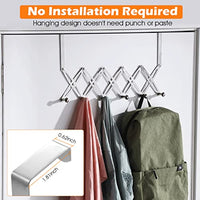 ZIBUYU® Door Hook Hanger Stainless Steel Back Over Door Hanger for Clothes Rustproof Nail & Drill Free Multi-Purpose Hanger Door Hook with 6 Hooks Space Saving Foldable Door Hanger