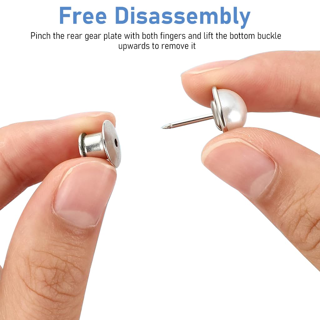 Venzina Jeans Button Pants Adjustable Waist Buckle for Loose Jeans with Pearl & Crystal Style | 4 Pairs No Sewing Metal Pins