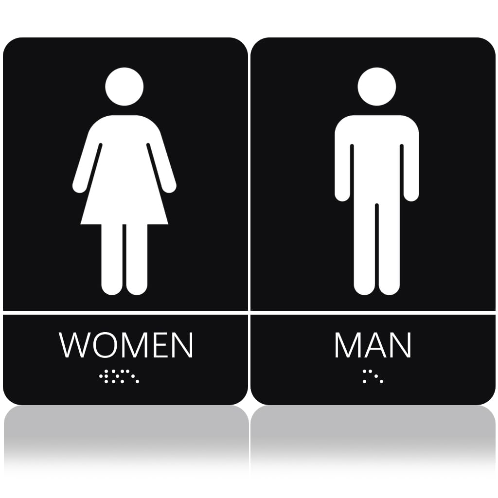 OFIFO Acrylic Washroom Sign Board with Braille for Male and Female Restrooms 10x15cm Pack of 2
