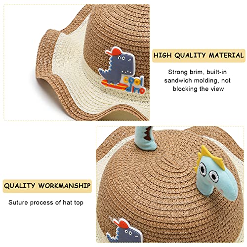 SNOWIE SOFT® Summer Straw Hats for Boys Girls 4-6-year-old Kids Cute Cartoon light weight breathable premium Hats Beach fishing Hats Ruffles Rim for Travel Outdoor Hat for Kids