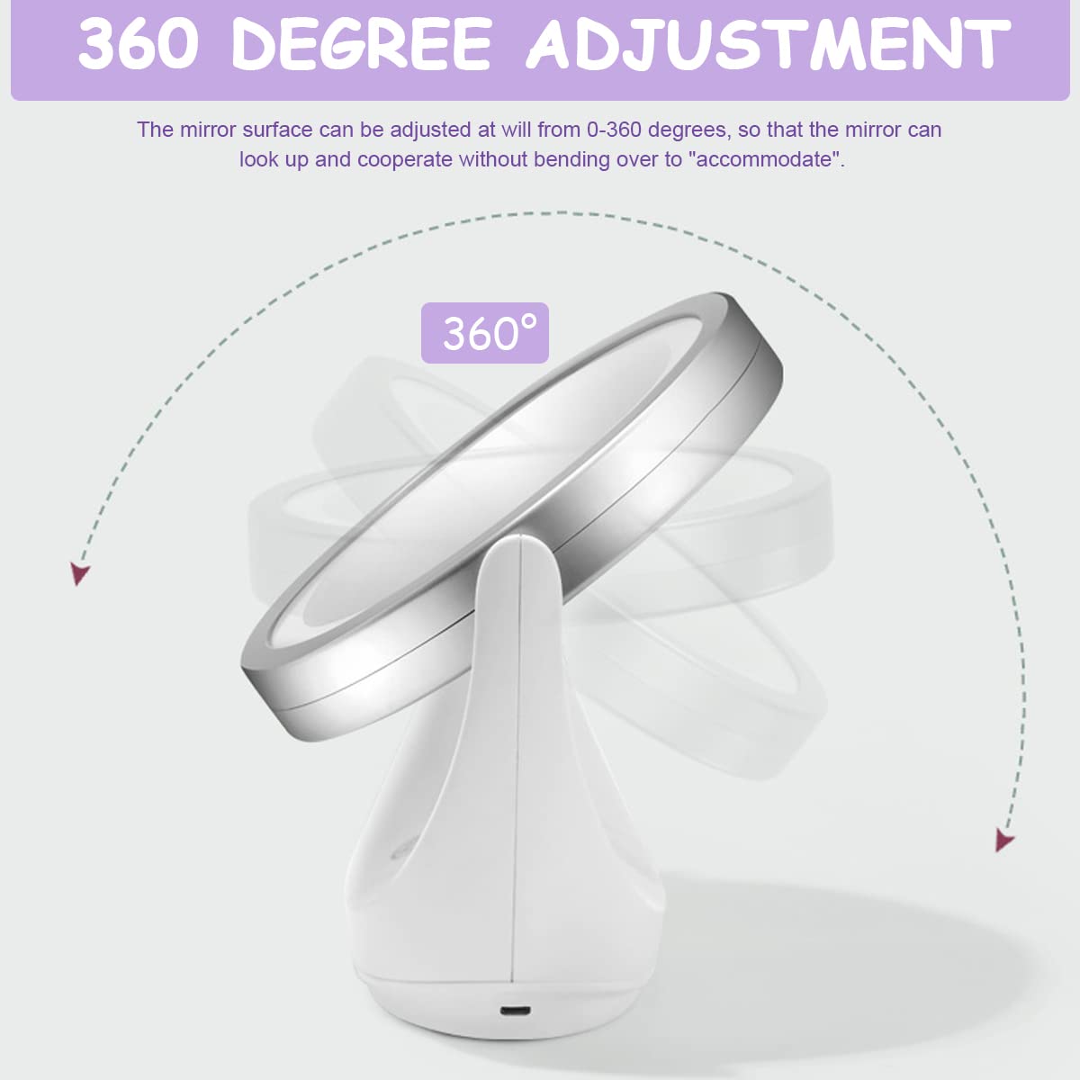 MAYCREATE Makeup Mirror for Vanity with 5X Magnification and Double Side Design | 3 Light Modes