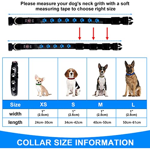 Qpets® Dog Collar for Large Dog, 7 Colours LED Dog Collor Light Up Dog Collar USB Rechargeable Quick Release Buckle, Adjustable Size PVC Leather Dog Collar, Dog Neck Collar(Size: L)