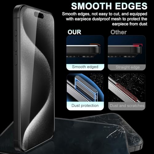 Zeitel® Tempered Glass for iPhone 14 Pro Max 6.7 Inch Anti Fingerprint Screen Protector Auxiliary Installation Kit Scratch Resistant Protectors Lens Protector 2PCS